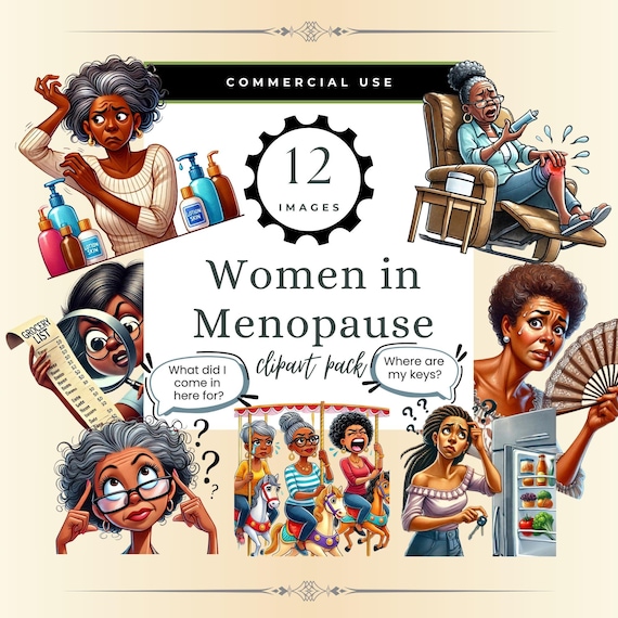 Menopause Humor, African American Menopause, Menopause Clipart, Women's Humor, Ethnic Menopause, Funny Women, Commercial, Hot Flashes, MENO