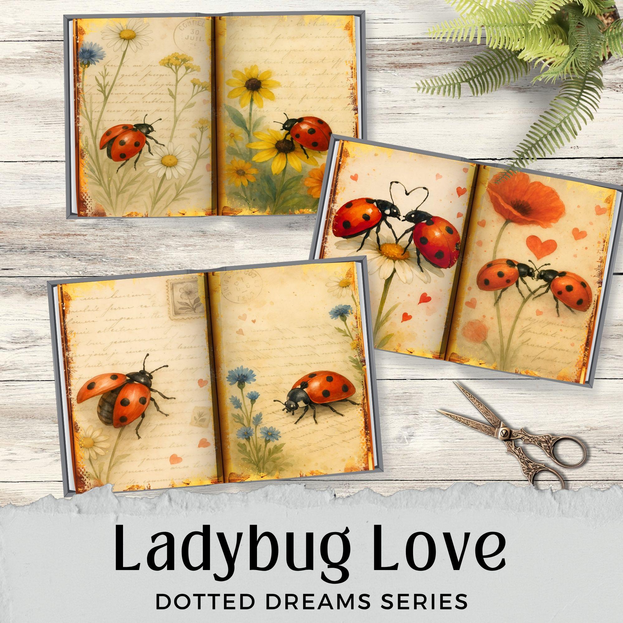 Ladybug Junk Journal Kit, Floral Garden Page, Cute Bug Ephemera, Spring ...
