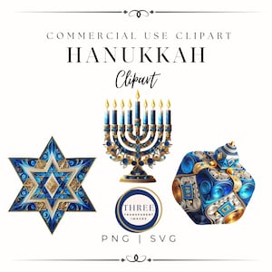 Clipart di Hanukkah, Chanukah, Menorah, Stella di David Dreidel, Festa ebraica digitale, Illustrazioni di inviti per Hanukkah, Festa delle luci