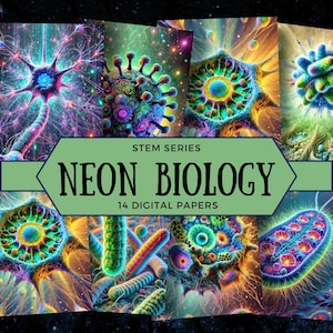 3D Cells, Microbiology Digital Papers, Biology Junk Journal, Science Art, Biology Prints, Laboratory Collage Papers, Fun Science Background