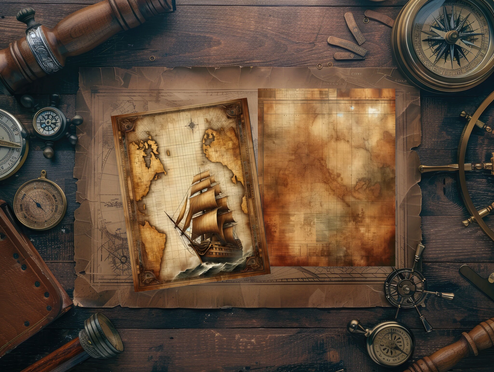 Treasure Digital Papers, Vintage Map Digital Paper, Antique Travel ...