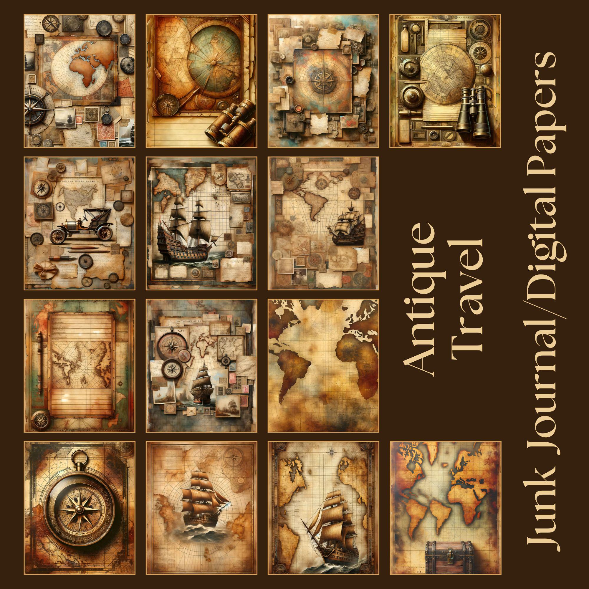 Treasure Digital Papers, Vintage Map Digital Paper, Antique Travel ...