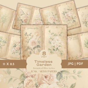 Garten Junk Journal Seiten, Vintage Scrapbook Papier, Floral Printable Kit, Botanische Collage Sheet, Cottagecore Art, Shabby Chic Ephemera