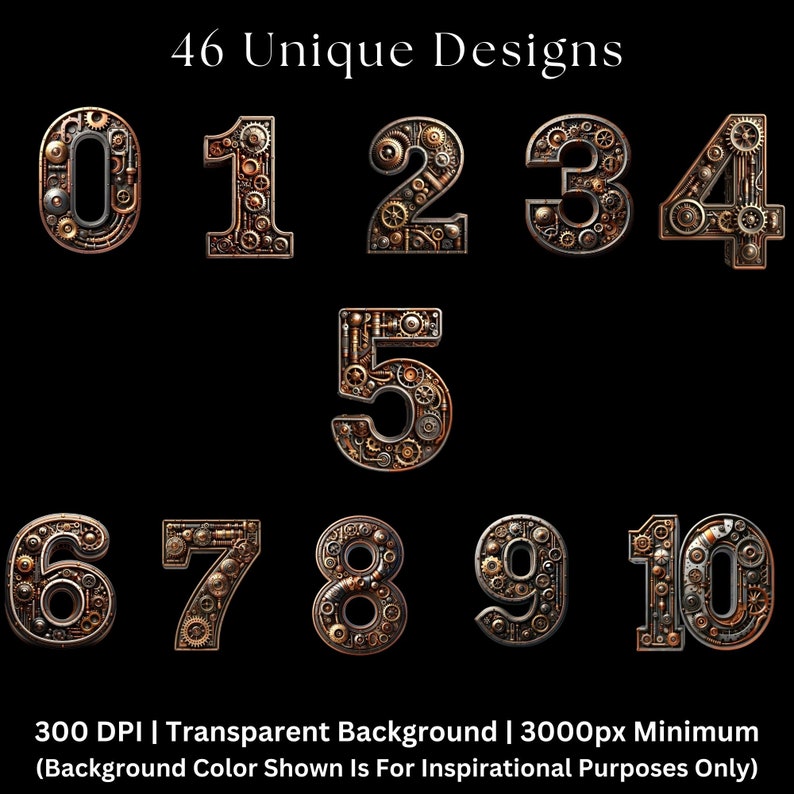 Steampunk Letters Numbers Clipart, Steampunk Digital Alphabet ...