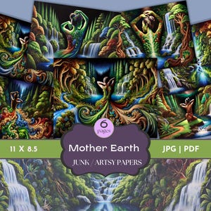 Mother Earth Junk Journal, Gaia, Mother Nature, Earth Day, Magical Forest, Priestess Forest, Divine Feminine, Digital Papers,Fantasy Digital