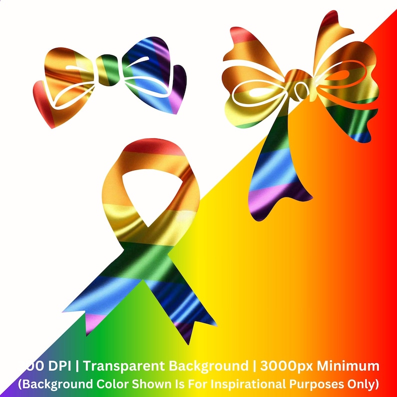 Rainbow Ribbon PNG, LGBTQ Sublimation Element, LGBTQ Pride Ribbon ...