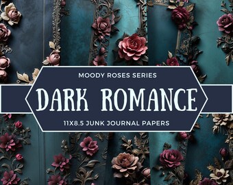 Papel para Diário de Recortes Rosa Gótica, Páginas de Scrapbook Dark Academia (Download Digital)