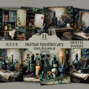 Apothecary Junk Journal Kit, Botanical Scrapbook Printable, Herbal Potion Paper Kit,Printable Witch Ephemera, Herbal Scrapbook Dark Academia