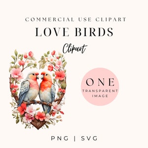 Love Birds, Valentine Birds, Romantic Wedding Decor,Baby Shower, Commercial,Heart With Birds,Watercolor Floral Frame for Invitations & Cards