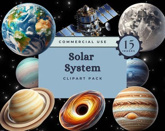 Solar System Clipart, Realistic Planets PNG, Space Clipart, Sun Moon Earth PNG, Transparent Space PNG, Outer Space Images, Commercial
