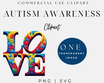 Autism Awareness Clipart, Autism Symbols, Puzzle Piece PNG, Autism Puzzle, Neurodiversity Clipart, Autism Mom, Commercial, Advocacy Icons