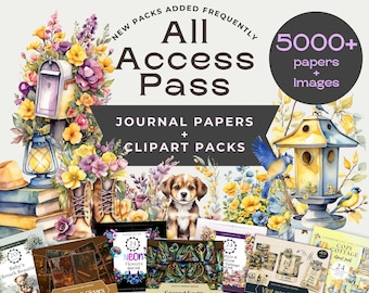 Whole Shop Junk Journal Clipart Bundle, Lifetime All Access Pass, Digital Paper & Scrapbooking  Bundle, Entire Store Printable, Commercial