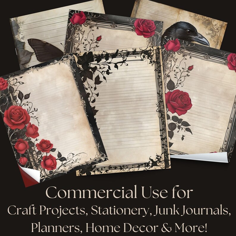 Gothic Junk Journal, Raven Scrapbook, Dark Grunge Papers,black ...