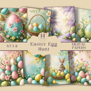 Easter Egg Junk Journal, Easter Ephemera, Floral Scrapbook Paper, Spring Collage Sheets, Shabby Chic Easter Digital Background, Easter Bunny