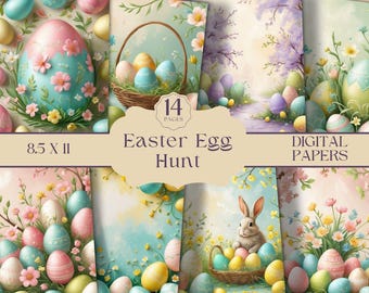 Easter Egg Junk Journal, Easter Ephemera, Floral Scrapbook Paper, Spring Collage Sheets, Shabby Chic Easter Digital Background, Easter Bunny