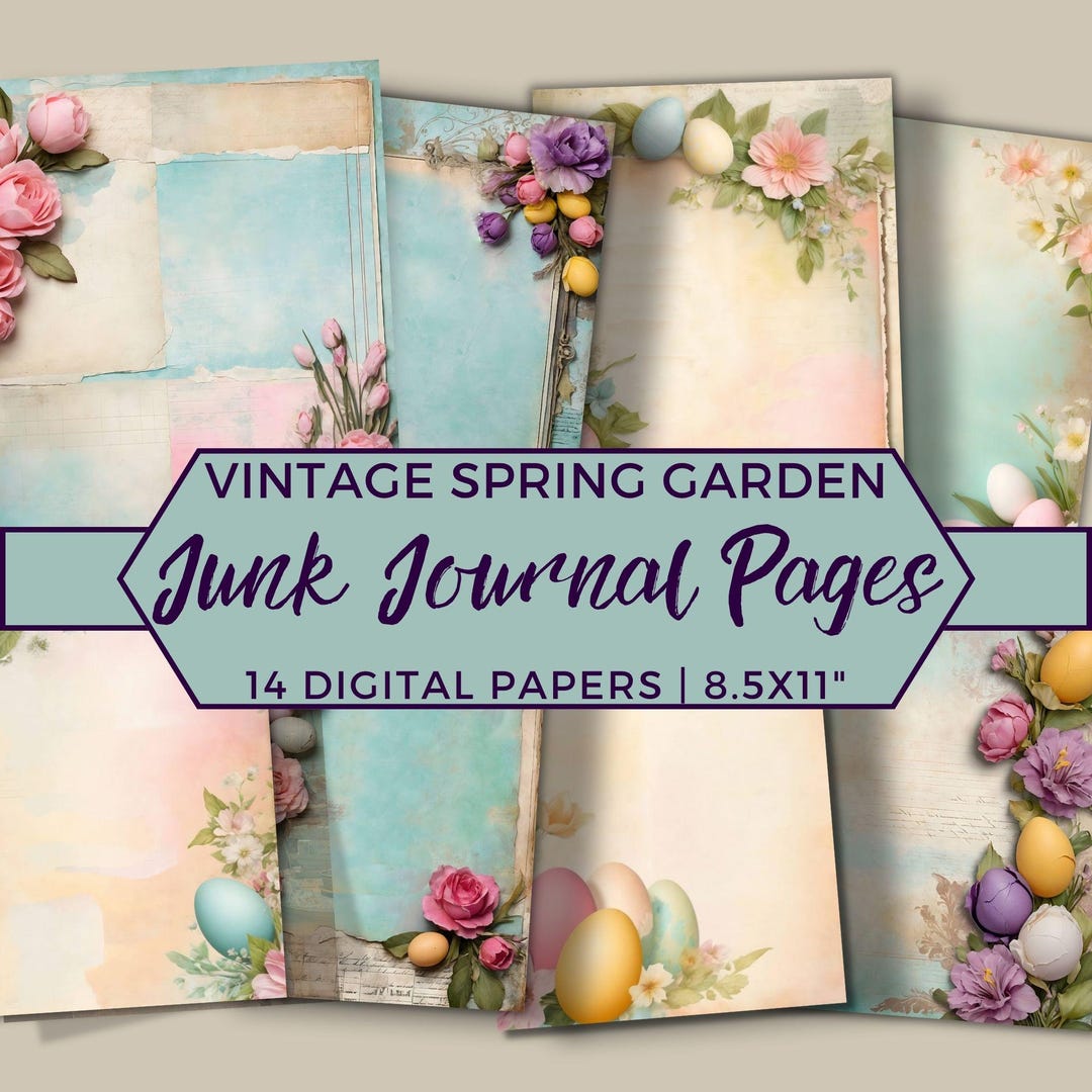 Junk Journal Papers Vintage Floral Spring Printable, Pastel Scrapbook ...