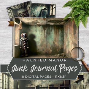 Haunted Manor Junk Journal Pages, Gothic Dark Academia Printable, Abandoned Room Scrapbook Paper, Halloween Collage Kit