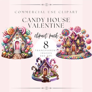 Candyland Clipart, Candy Graphics, Candy House, Lollipops Sweet, Candy Sublimation, Lollipop Clip, Digital Download, Rainbow Candy, Valentine