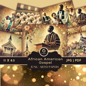 African American Junk Journal, Vintage Black Heritage Scrapbook, African American History, Black American Gospel, Black Church Digital Paper
