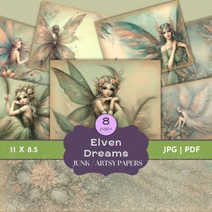 Vintage Fairy Art, Fantasy Fairy Digital Paper Pack, Printable Fae Scrapbook Ephemera,Whimsical Elf Collage Papers,Faerie Junk Journal Paper