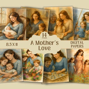 Mother’s Day Junk Journal, Sentimental Collage Sheets for Scrapbooking Journals, Family Card Making Digital Pack,Vintage Mom & Daughter JPG