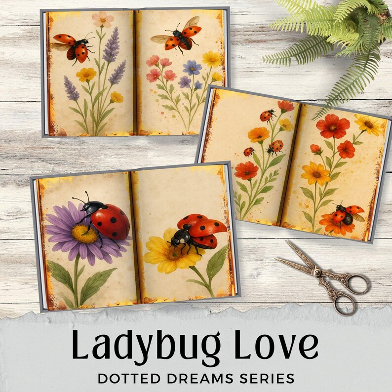 Ladybug Junk Journal Kit, Floral Garden Page, Cute Bug Ephemera, Spring ...