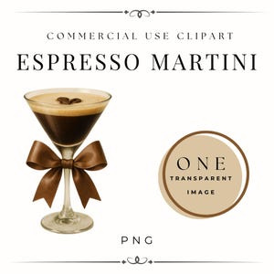 Espresso Martini Clipart, Signature Drink Wedding Image, Baby Shower Tini Illustration, Digital Art for Menus, Coffee Cocktail Bar Sign PNG