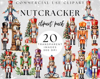 Watercolor Nutcracker Clipart, Christmas PNG Images (Digital Download)