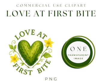 Funny Pickle Heart Clipart, Love at First Bite PNG (Digital Download)