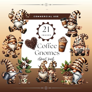 Watercolor Coffee Clipart, Coffee Gnome Sublimation, Coffee Gnome Clipart, Coffee Png, Gnome Clipart Bundle, Commercial Use, Coffee Lover