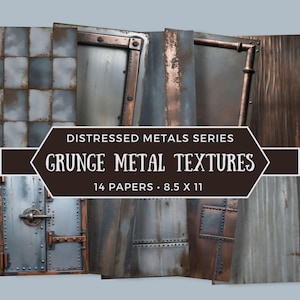 Industrial Grunge Junk Journal Pages, Rusty Metal Digital Paper for Scrapbooking, Masculine Collage Sheets