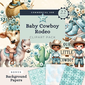 Clipart de bebé rodeo, lindo vaquero PNG, guardería del oeste, imágenes de bebé vaquero, PNG de rodeo para baby shower, gráficos de rodeo para guardería, revelación de género