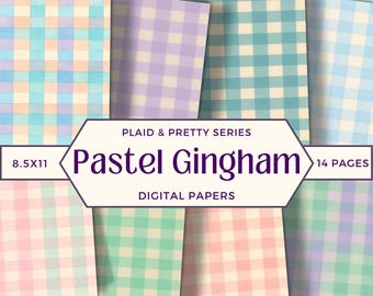 Pastel Gingham Digital Papers, Easter Baby Shower Scrapbook Pack, Soft Pastel Plaid Scrapbook Paper, Baby Birthday & Cottagecore Crafts