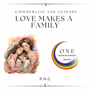 Lesbian Mom and Child Clipart, LGBTQ+ Family PNG, Lesbian Moms with Child, Diverse Digital Family,Two Mom Family,Inclusive Scrapbook Journal