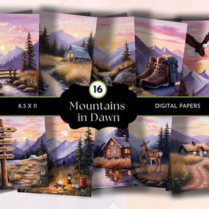 Mountain Junk Journals, Mountain Digital Papers, Mountain Background, Campfire, Nature Printable, Deer Junk Journal, Collage, Scrapbook,Card