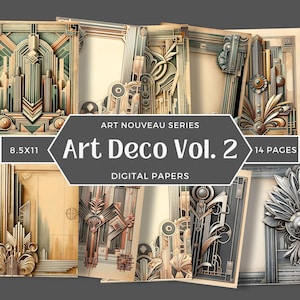 Junk Journal Kit "Art Deco", Luxury Scrapbook & Junk Journal Kit, Art Nouveau Collage Sheets, Roaring 20's,Retro Backgrounds, Commercial, AD