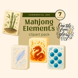Mahjong Clipart Set, Game Tile PNGs for Projects, Mahjong Tiles Set, Asian Game Clipart, Mahjong Digital Pack, Game Night Decor, DIY Mahjong