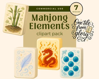 Mahjong Clipart Set, Game Tile PNGs for Projects, Mahjong Tiles Set, Asian Game Clipart, Mahjong Digital Pack, Game Night Decor, DIY Mahjong