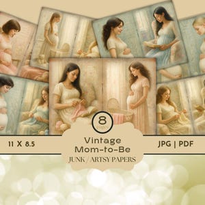 Pregnancy Junk Journal, Maternity-Themed Digital Pages, Vintage Mom-to-Be Themed Scrapbook Papers, Printable Pregnancy Collage, Motherhood