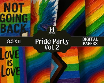 Pride Texture Papers, Rainbow Digital Paper, Pride Flag Scrapbook Papers, Love is Love Design, LGBTQ Pride Collage Pattern, Gay Junk Journal