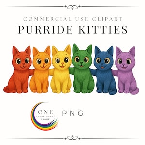 Pride Cat Clipart, Rainbow Cat PNG, LGBTQ Sticker Art, Kawaii Pride Cat, Printable LGBTQ Artwork, Rainbow Gay Kitty Pride Month Illustration