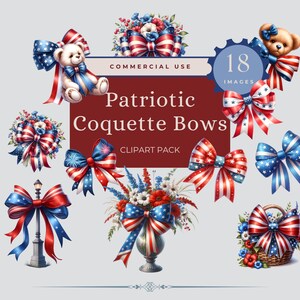 4 juli Coquette Bow clipart, patriottische clipart, onafhankelijkheid png, rood wit blauwe strikken, Independence Day, vlag van de VS, coquette 4 juli
