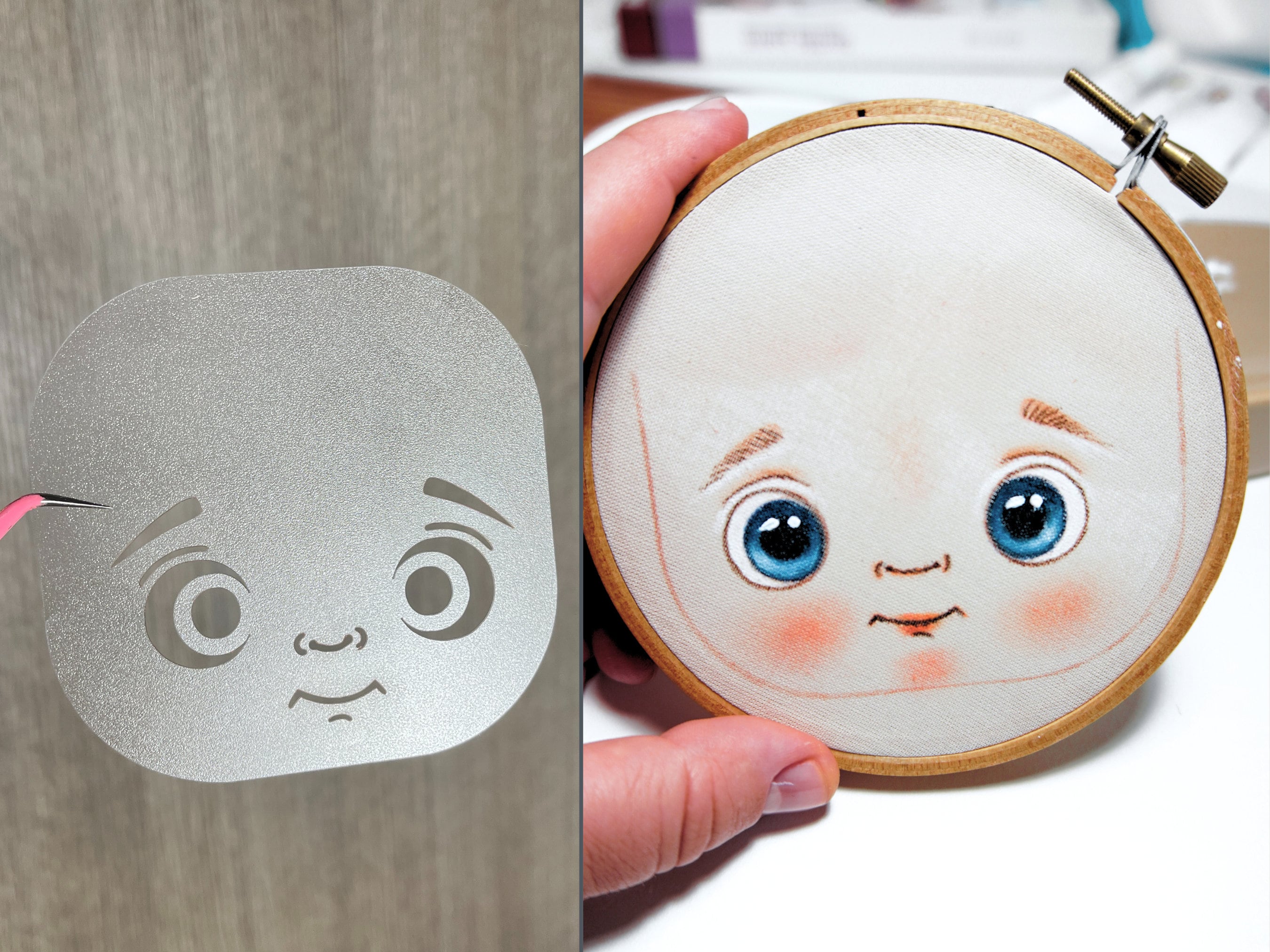 Doll Face Stencil Template For DIY Crafts Embroidery Painting And doll-face-stencil-template-for-diy-crafts-embroidery-painting-and