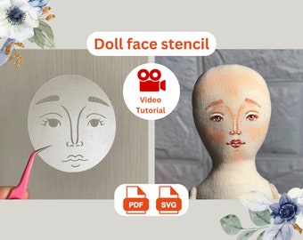 Pop gezicht stencil sjabloon voor handborduurwerk of schilderij CriCut compatibel tapijt pop gezicht sjabloon (4 x 4 inch) SVG/PDF-bestand