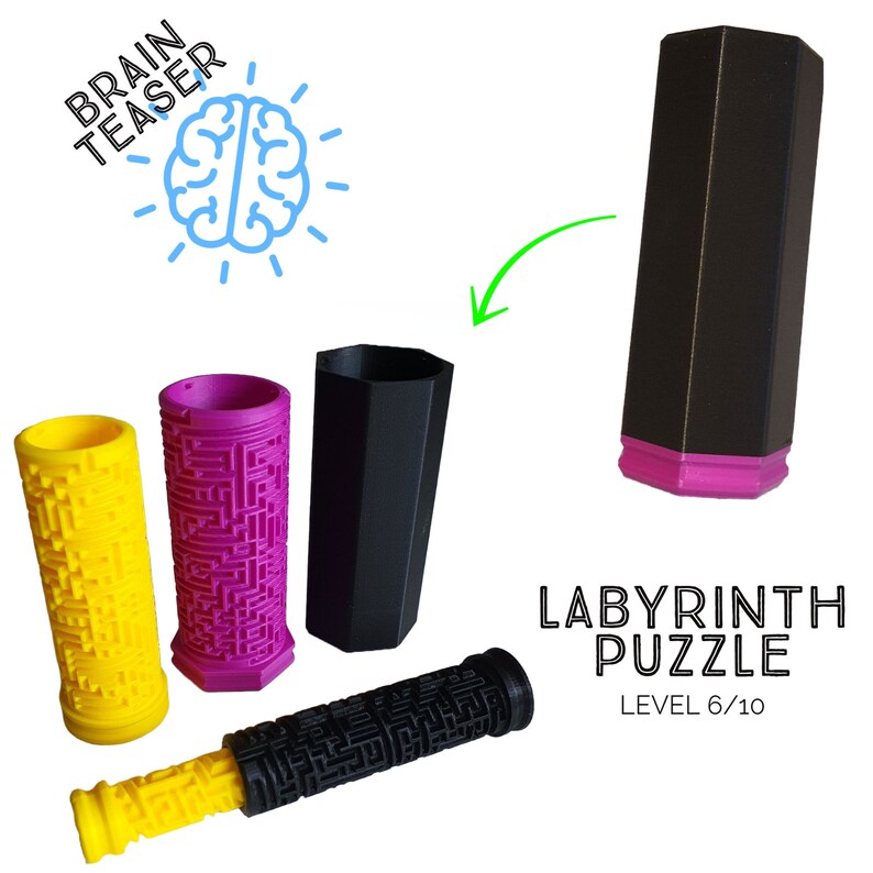 3D Printed Labyrinth Puzzle – 5-piece Brain Teaser Toy | Fun Desk ...