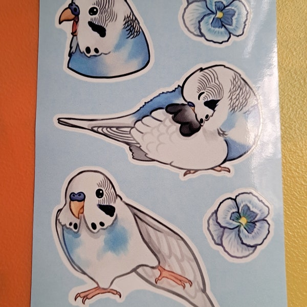 Budgie Sticker Sheet / Gift Budgie Sticker / Budgie Sticker / Journal Sticker / Waterproof Vinyl Sticker / Parakeet Sticker / Cute Parakeet