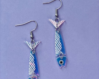 Acrylic Fish Earrings | Holographic Statement Earrings | Lightweight Acrylic Earrings | Curated Design | FAmÉ Jewelry
