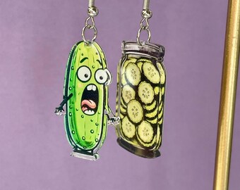 Cucumber Earrings – Funny Pickle & Jar Statement Earrings | Gift Idea for Girlfriend | Funny Jewelry | Famous Rare Piece