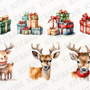 40 Pcs Christmas Watercolor Clipart, Santa Clipart, Watercolor Clipart ...