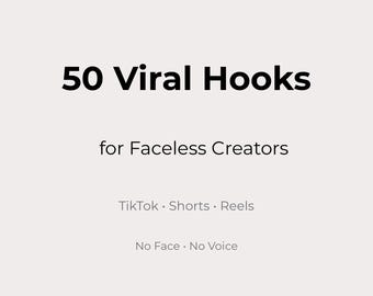 50 Viral Hooks for Faceless TikTok & YouTube Shorts | Content Pack for Creators | Instant Download